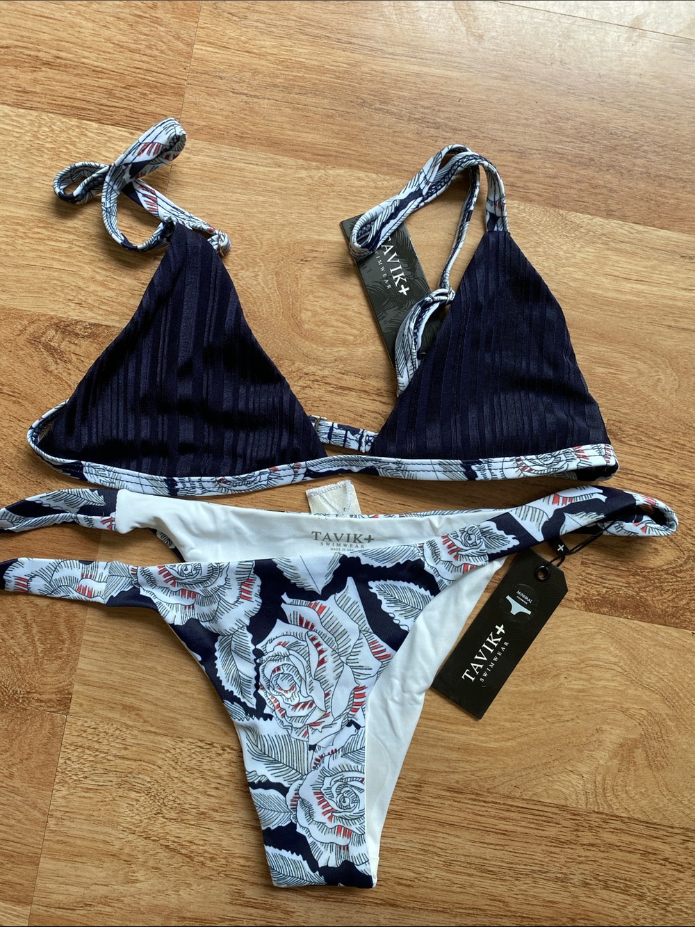 Tavik Honey Evening Blue floral Bikini NWT